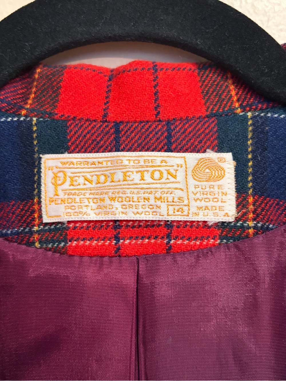 Pendleton Classic Red Plaid Wool Blazer, Preppy College, size 14 - Picture 8 of 8